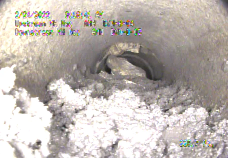 Failed pipe crown inspection