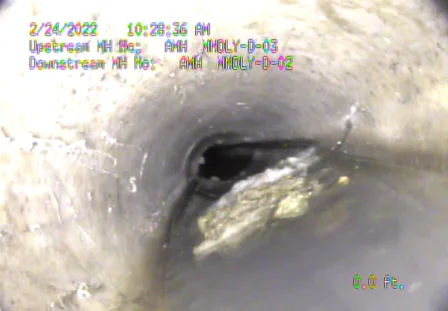 Sanitary sewer sag defect