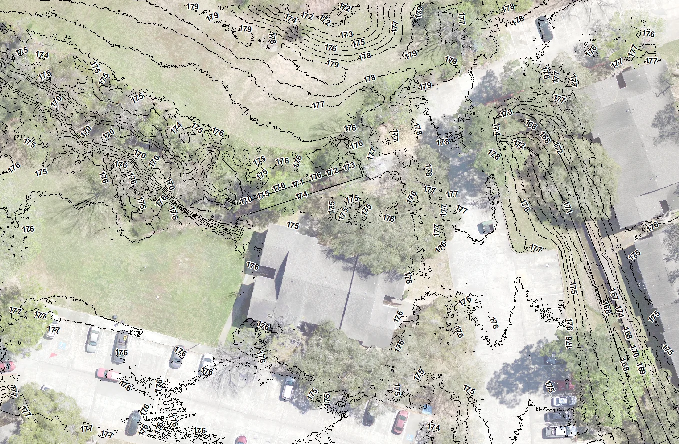 Elevation contours from drone mapping