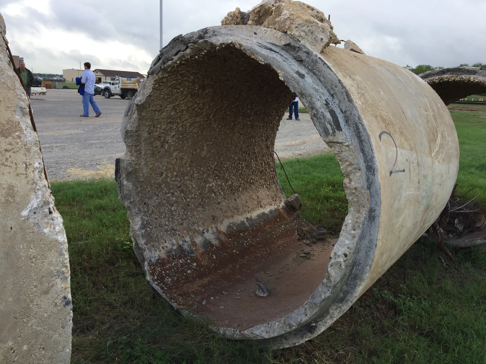 Failed pipe crown